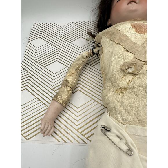 Antique German Leather Body Doll Armand Marseille Marked 370 24” Tall Read - Picture 4 of 11